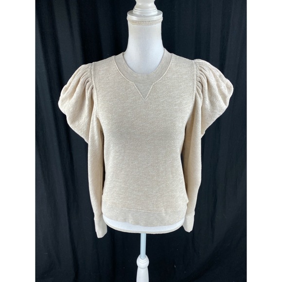 Ulla Johnson Womens L (Fits S/M)‎ Alair Pullover Sweater Puff Sleeve Oatmeal